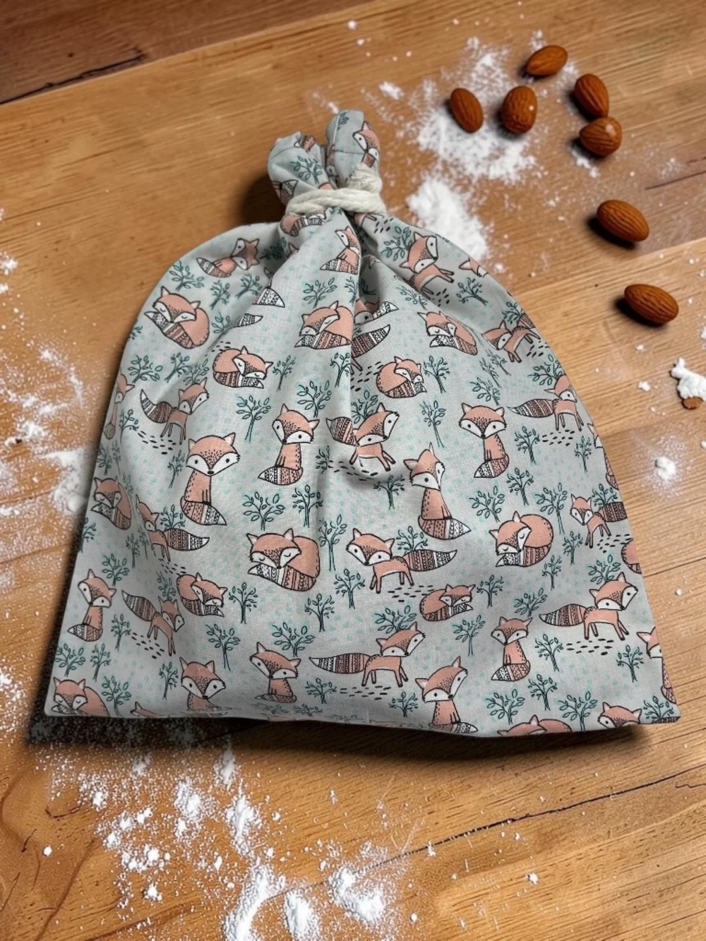 Woodland Fox Reusable Bread Bag, Baby Fox Sourdough Cotton Bread Storage Bag